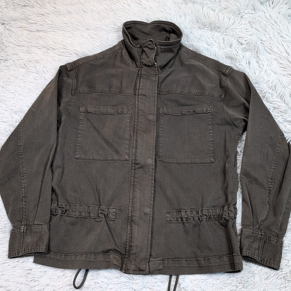 Liverpool Jacket Womens S Green Utility Coat‎ Cozy Casual Pockets Comfort Zip Up